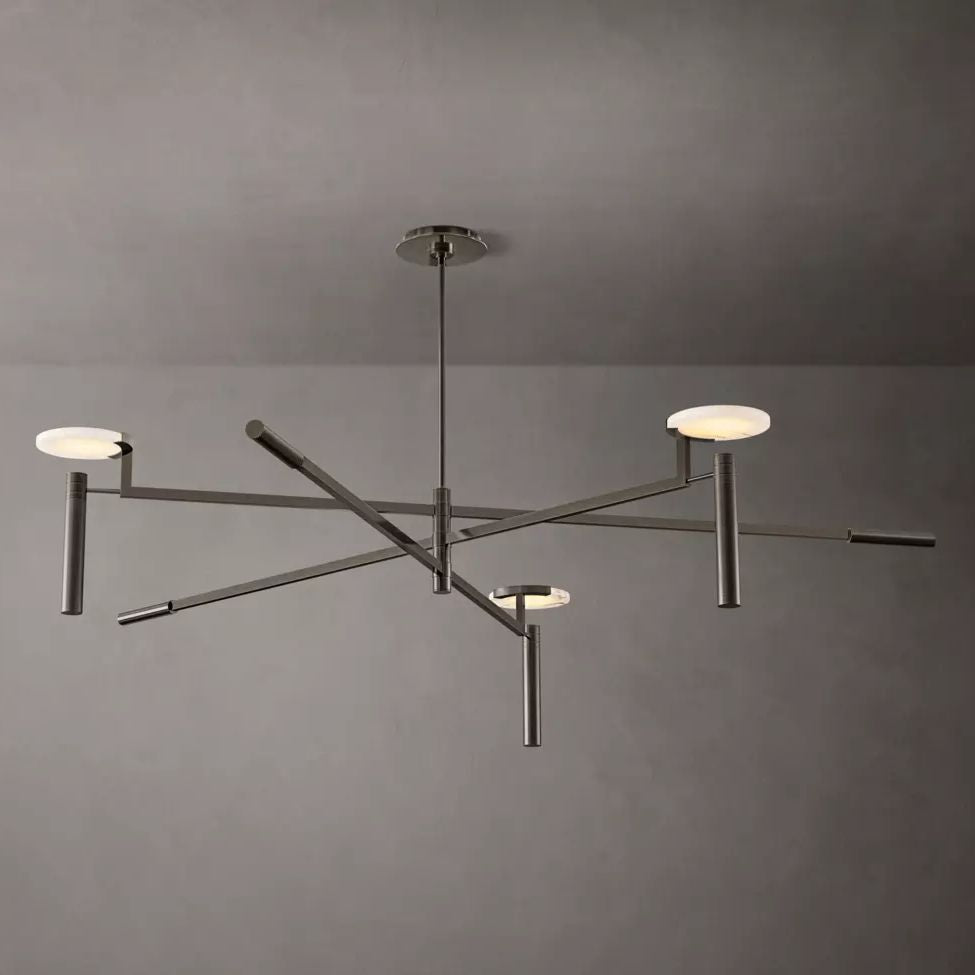 Halver Alabaster Dome Round Chandelier 60"