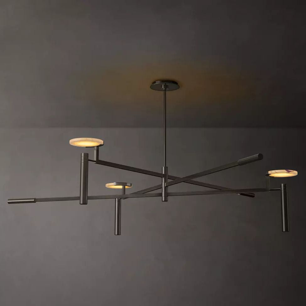 Halver Alabaster Dome Round Chandelier 60"