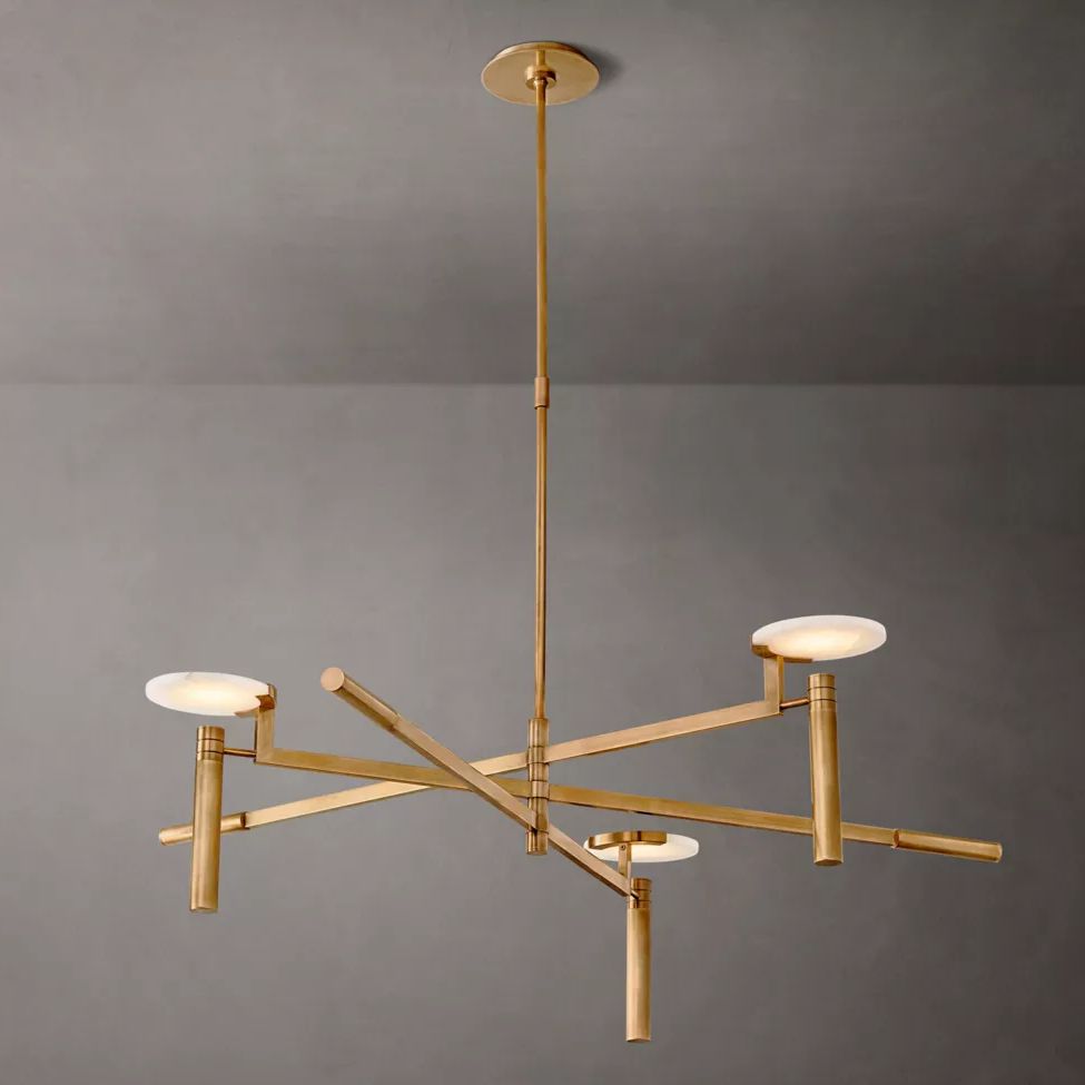 Halver Alabaster Dome Round Chandelier 45"