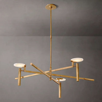 Halver Alabaster Dome Round Chandelier 45"