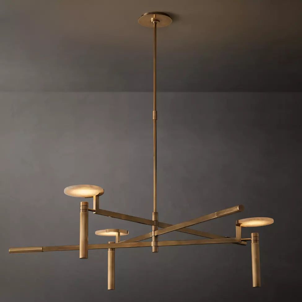 Halver Alabaster Dome Round Chandelier 45"