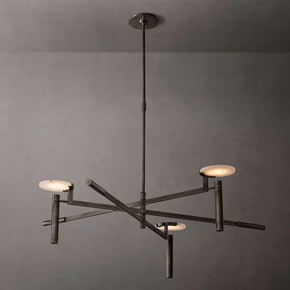 Halver Alabaster Dome Round Chandelier 45"