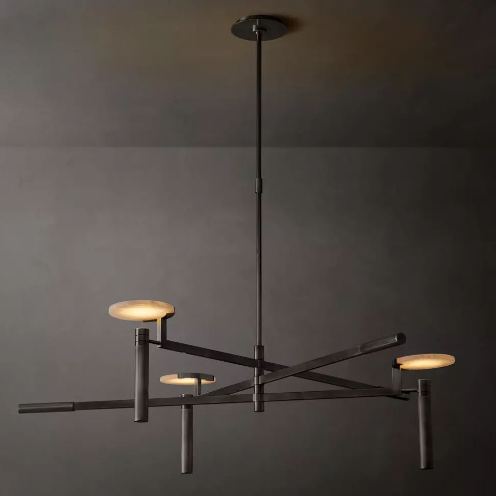 Halver Alabaster Dome Round Chandelier 45"