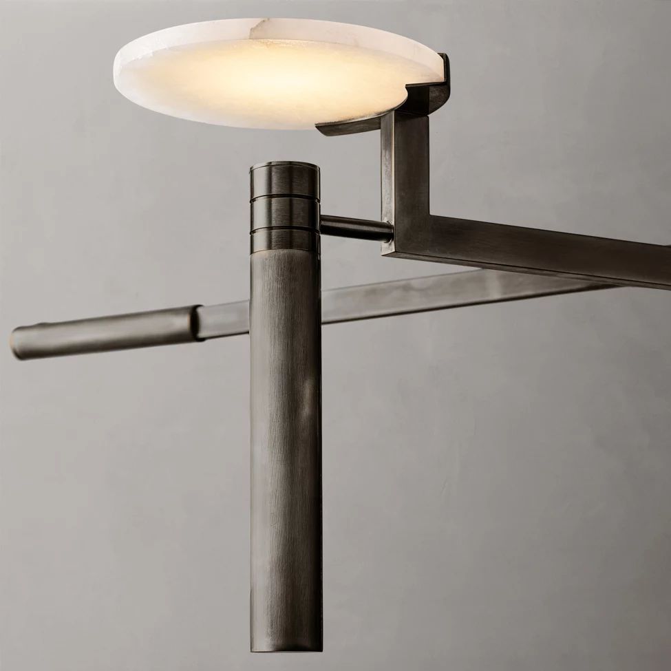 Halver Alabaster Dome Round Chandelier 45"