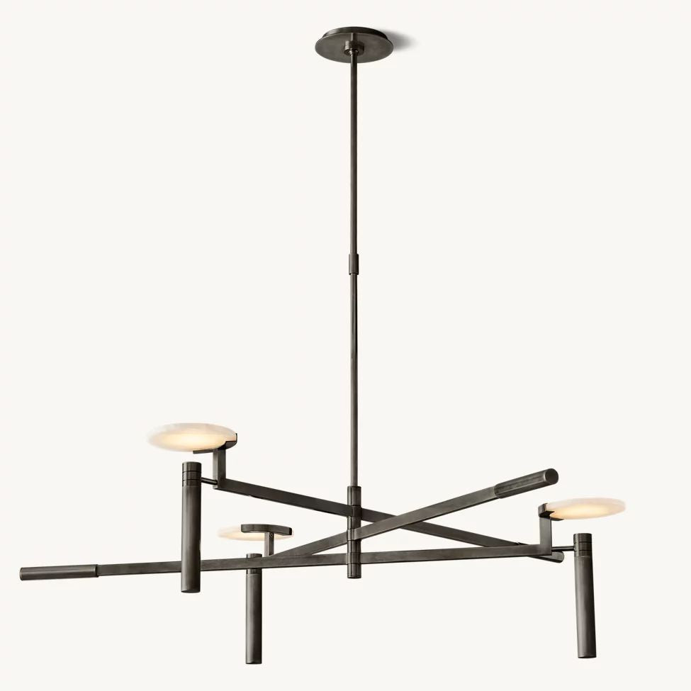 Halver Alabaster Dome Round Chandelier 45"