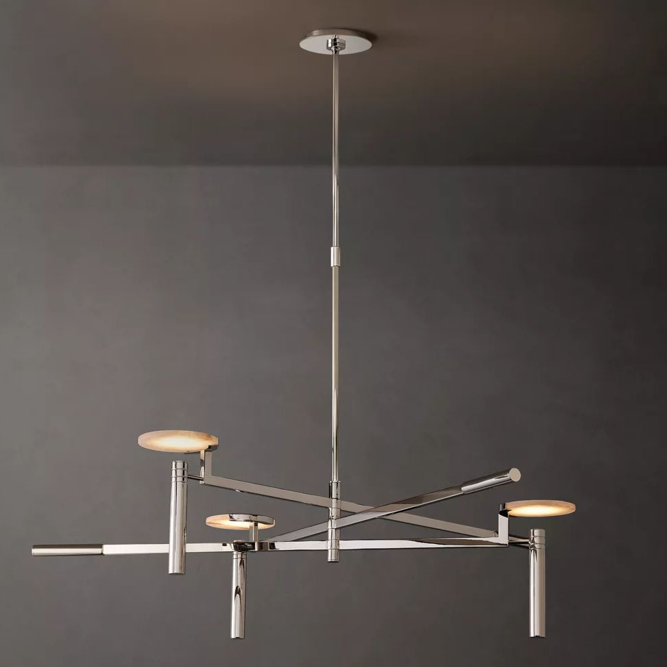 Halver Alabaster Dome Round Chandelier 45"