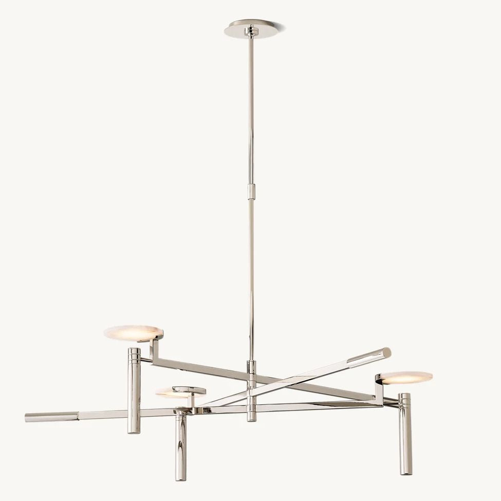 Halver Alabaster Dome Round Chandelier 45"