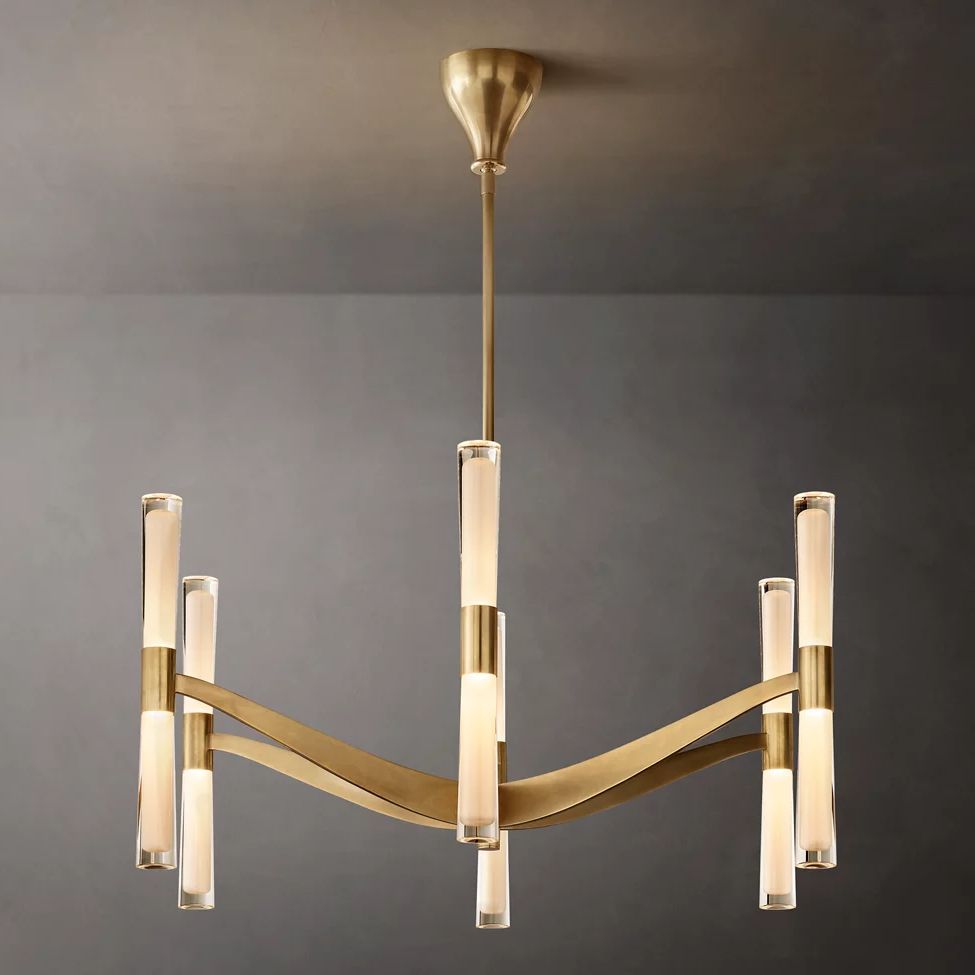Brilora Etched Wave Round Chandelier