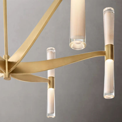 Brilora Etched Wave Round Chandelier