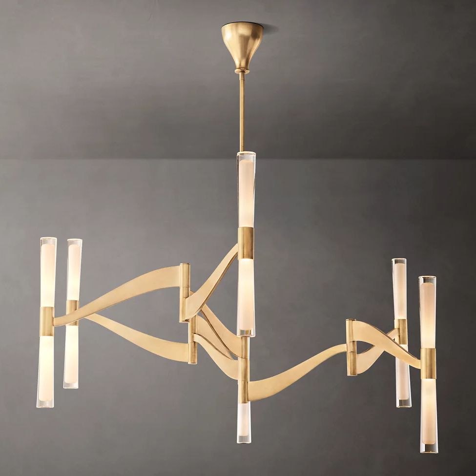 Brilora Etched Wave Round Chandelier