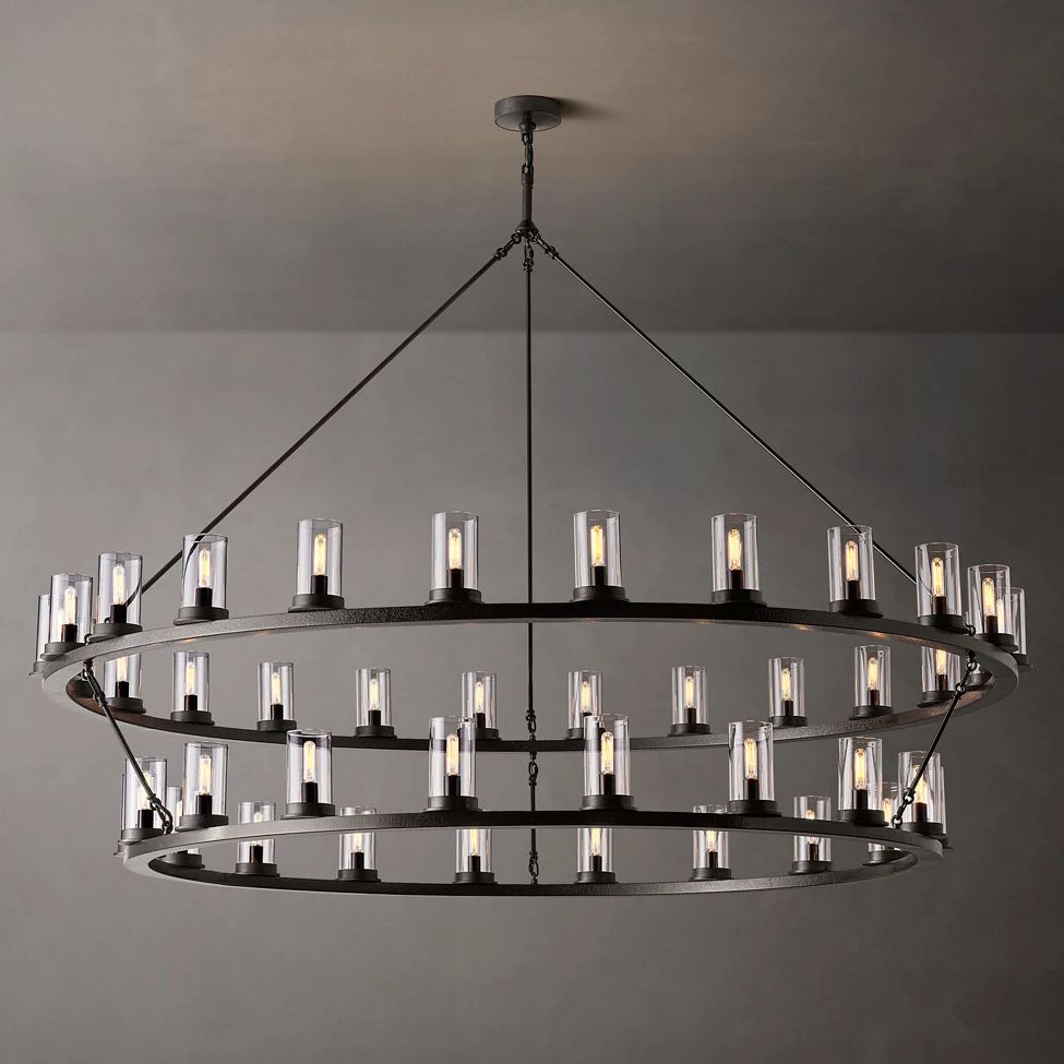 Ondra Flare Burnt Two-Tier Round Chandelier 72"