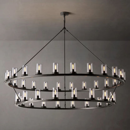 Ondra Flare Burnt Two-Tier Round Chandelier 72"