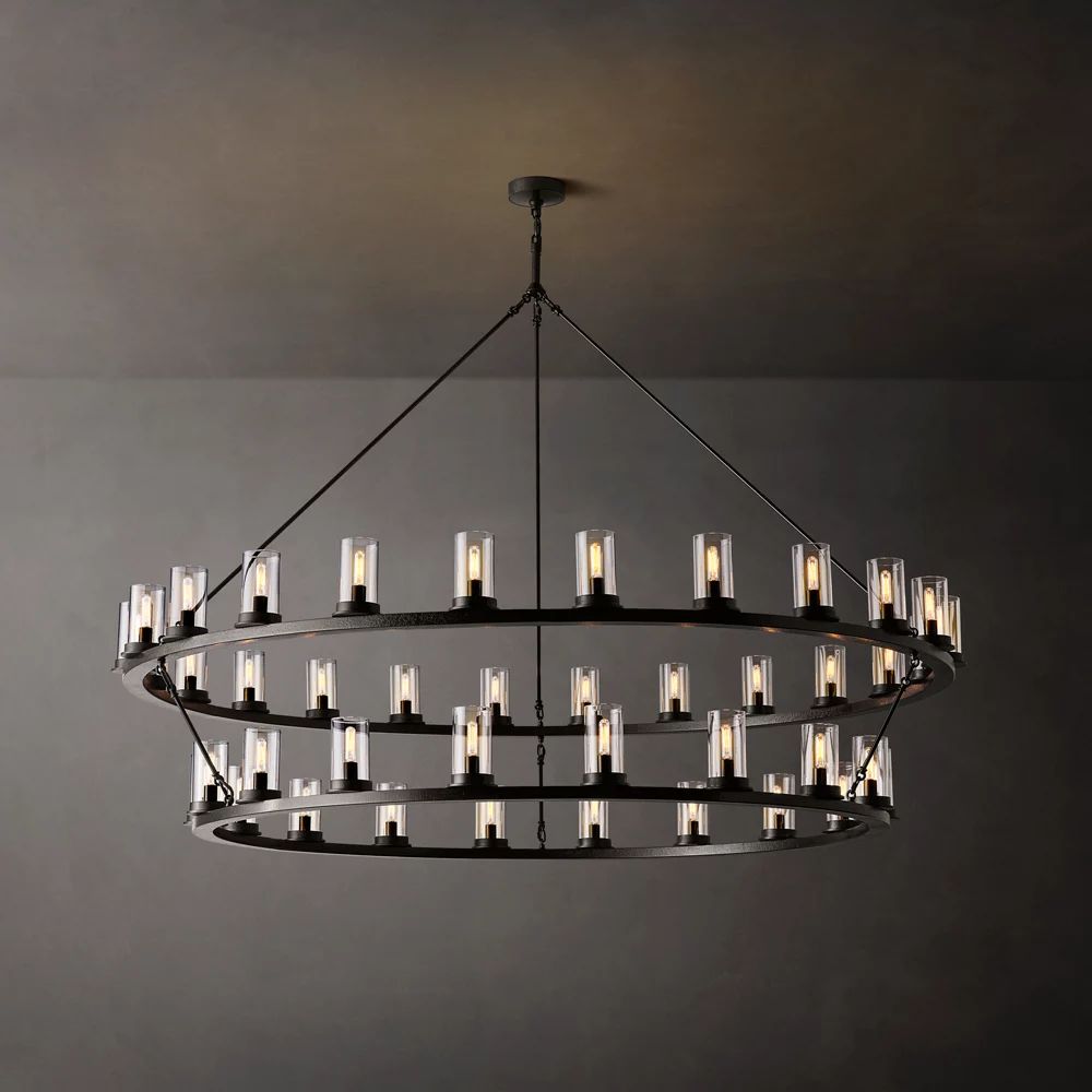 Ondra Flare Burnt Two-Tier Round Chandelier 72"