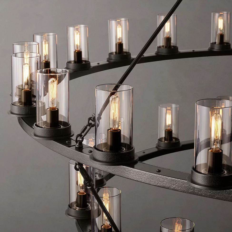 Ondra Flare Burnt Two-Tier Round Chandelier 72"