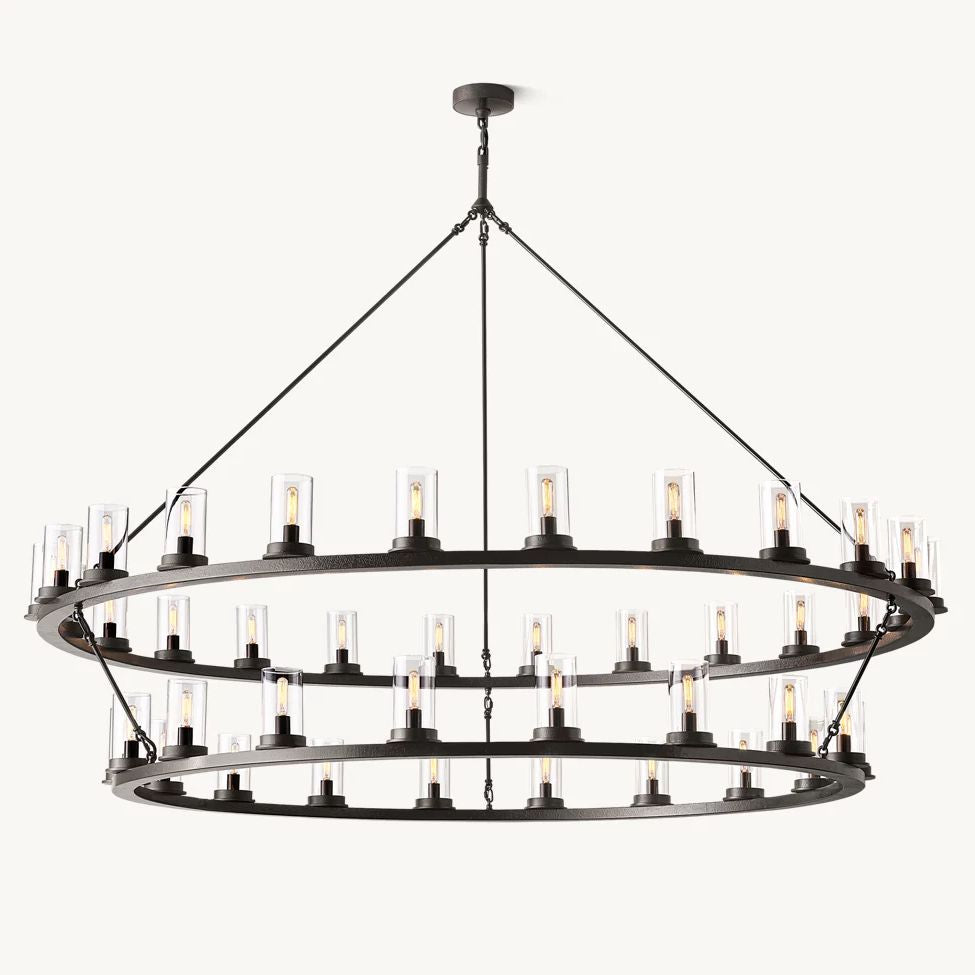Ondra Flare Burnt Two-Tier Round Chandelier 72"