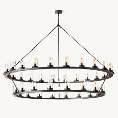 Ondra Flare Burnt Two-Tier Round Chandelier 72"