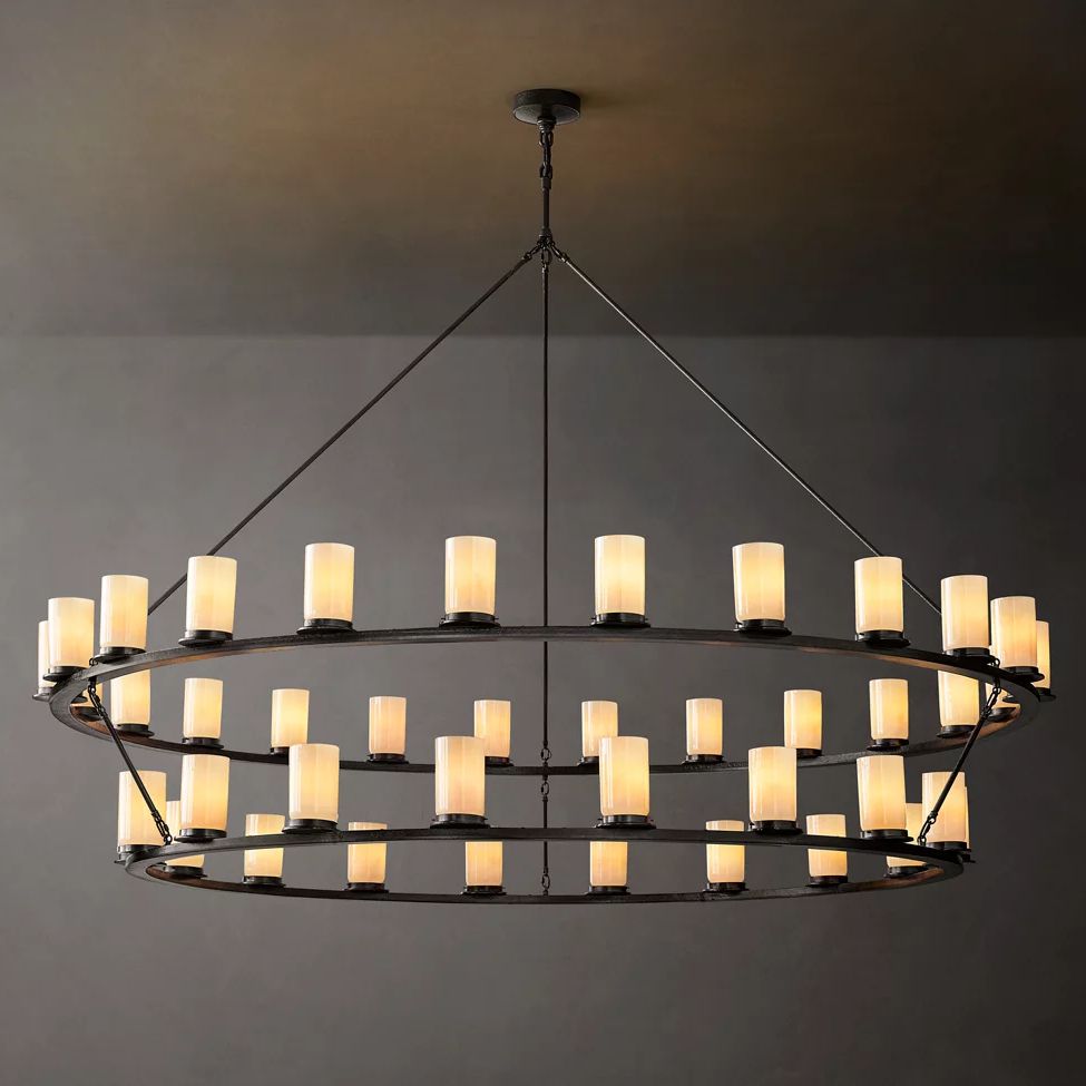 Ondra Flare Burnt Two-Tier Round Chandelier 72"