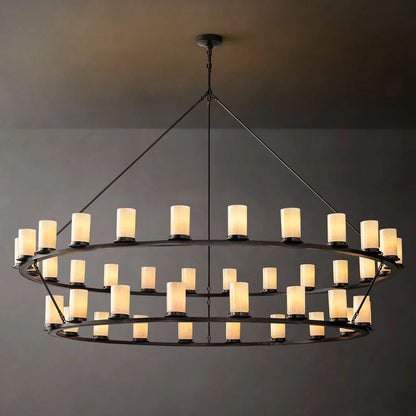 Ondra Flare Burnt Two-Tier Round Chandelier 72"