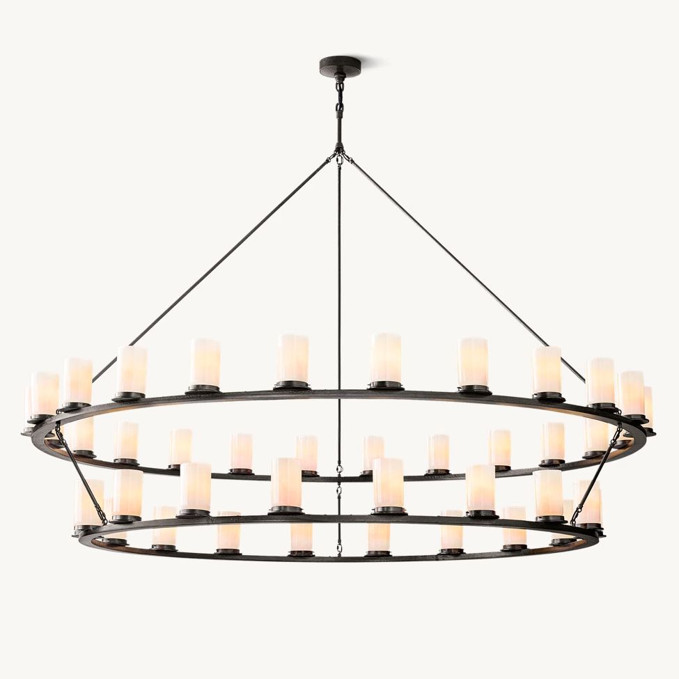 Ondra Flare Burnt Two-Tier Round Chandelier 72"