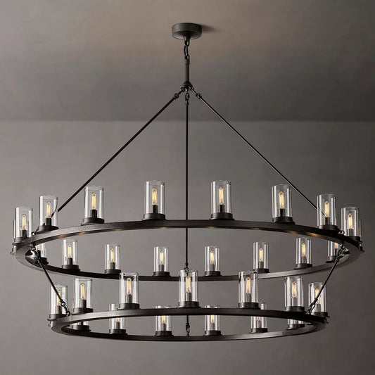 Ondra Flare Burnt Two-Tier Round Chandelier 60"
