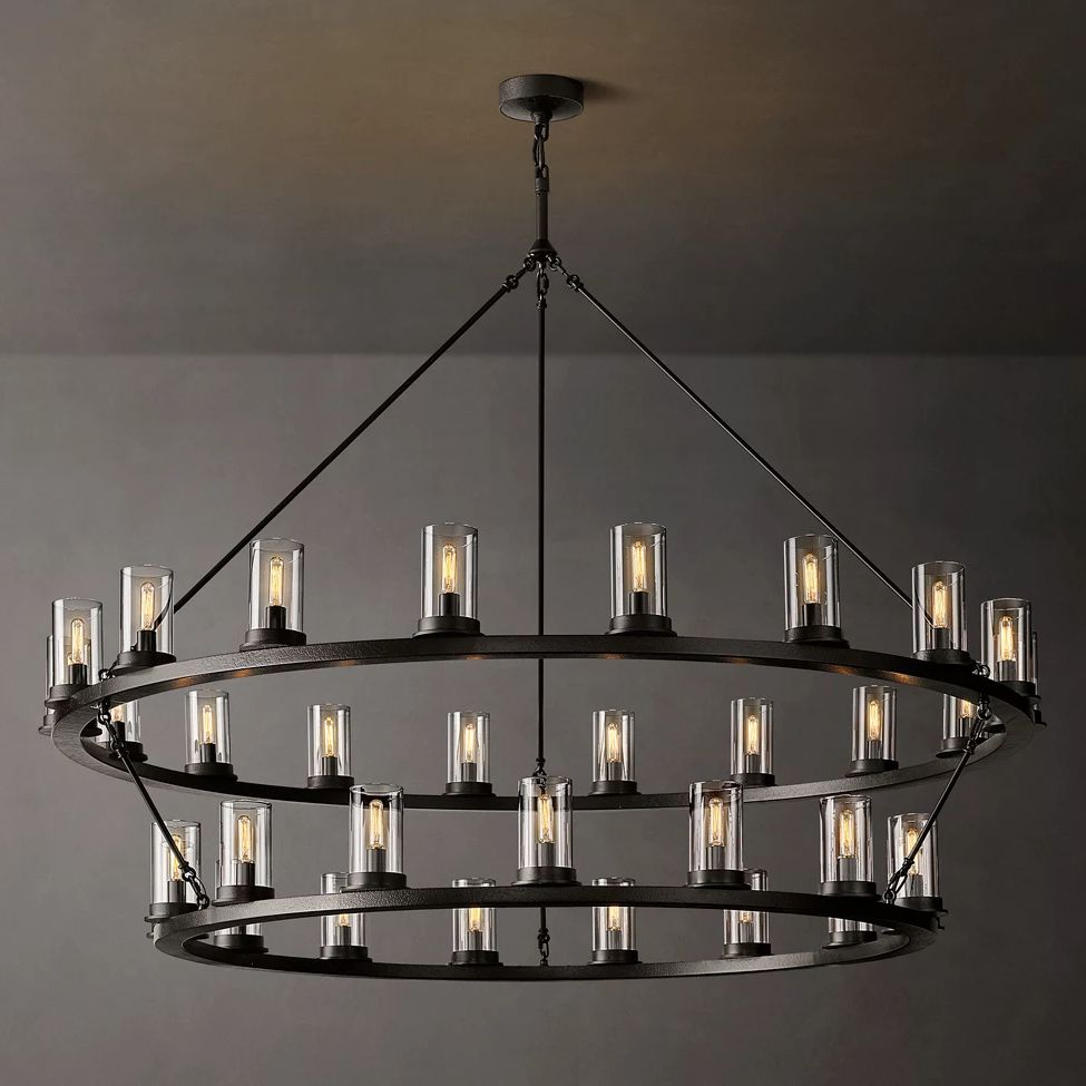 Ondra Flare Burnt Two-Tier Round Chandelier 60"