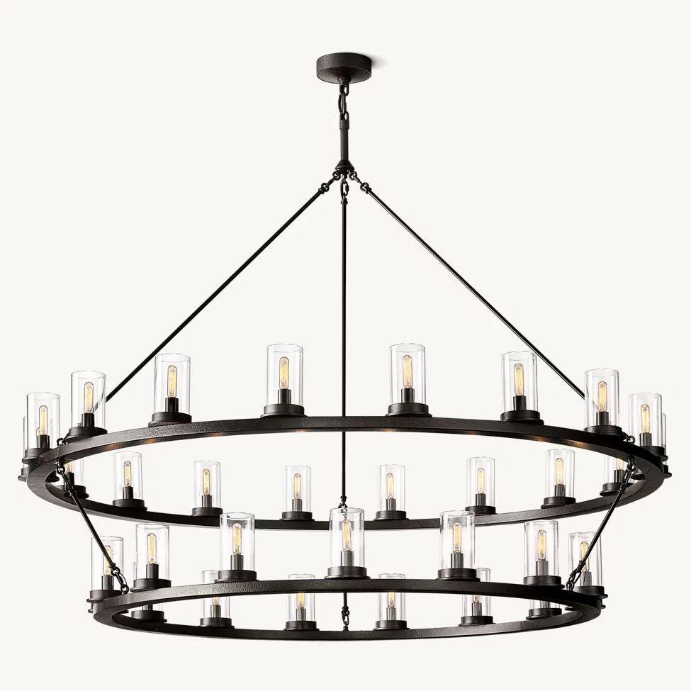 Ondra Flare Burnt Two-Tier Round Chandelier 60"