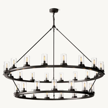 Ondra Flare Burnt Two-Tier Round Chandelier 60"