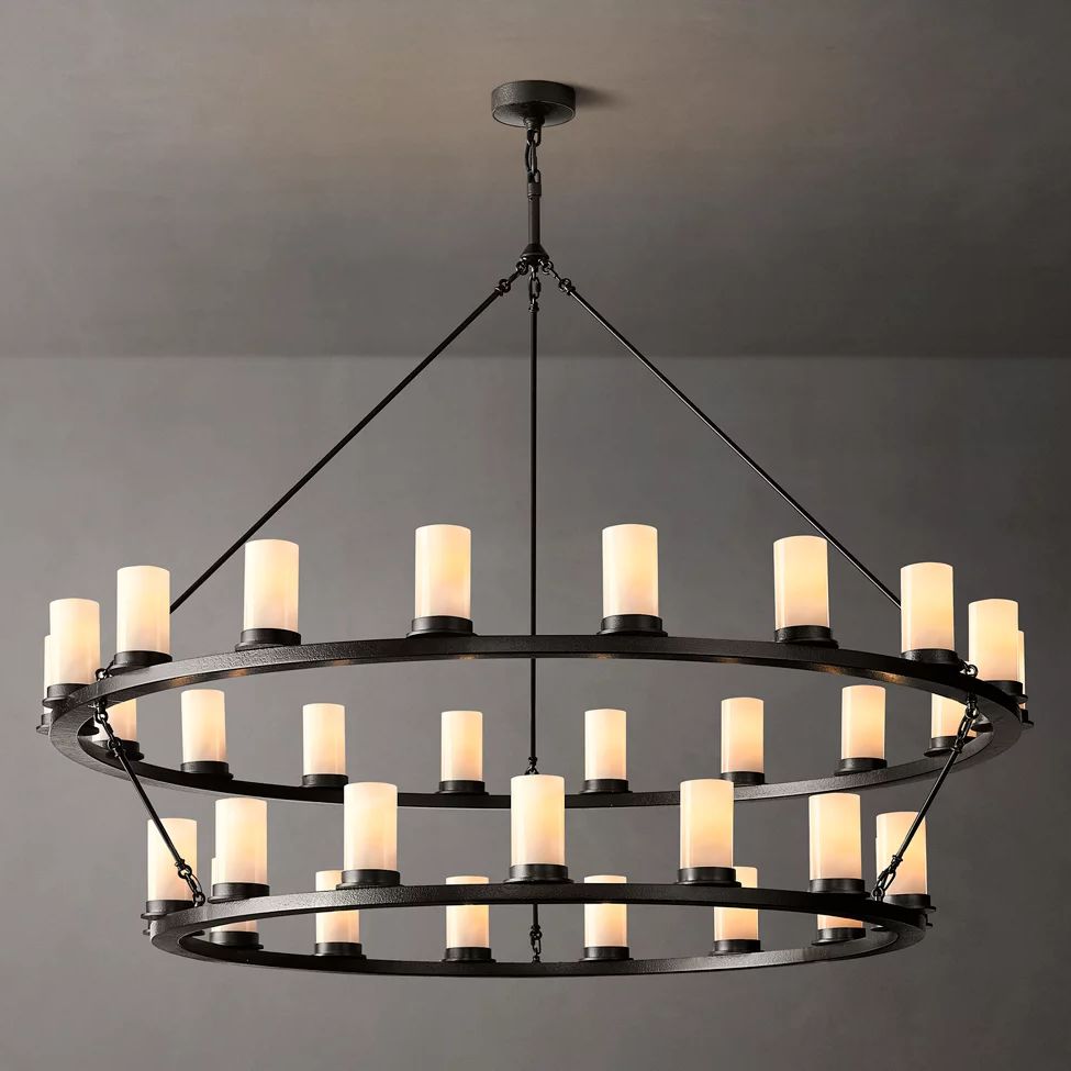 Ondra Flare Burnt Two-Tier Round Chandelier 60"