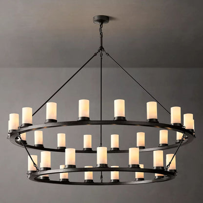 Ondra Flare Burnt Two-Tier Round Chandelier 60"