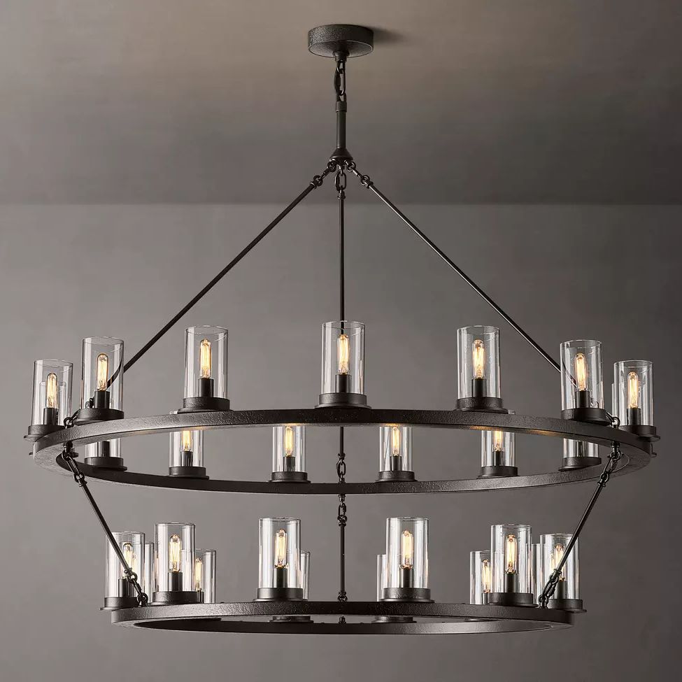 Ondra Flare Burnt Two-Tier Round Chandelier 48"