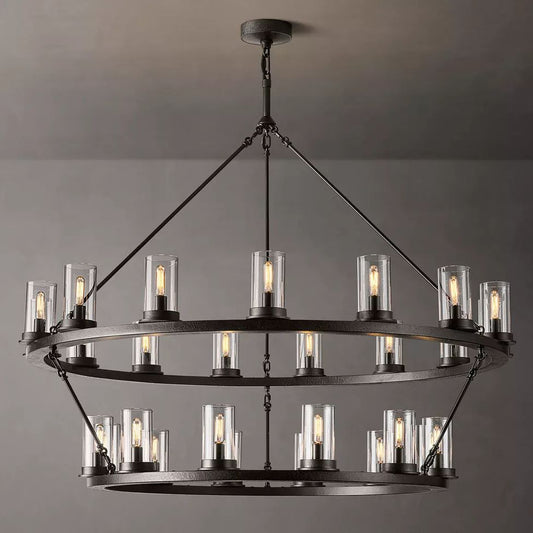 Ondra Flare Burnt Two-Tier Round Chandelier 48"