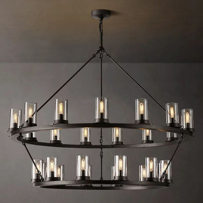 Ondra Flare Burnt Two-Tier Round Chandelier 48"