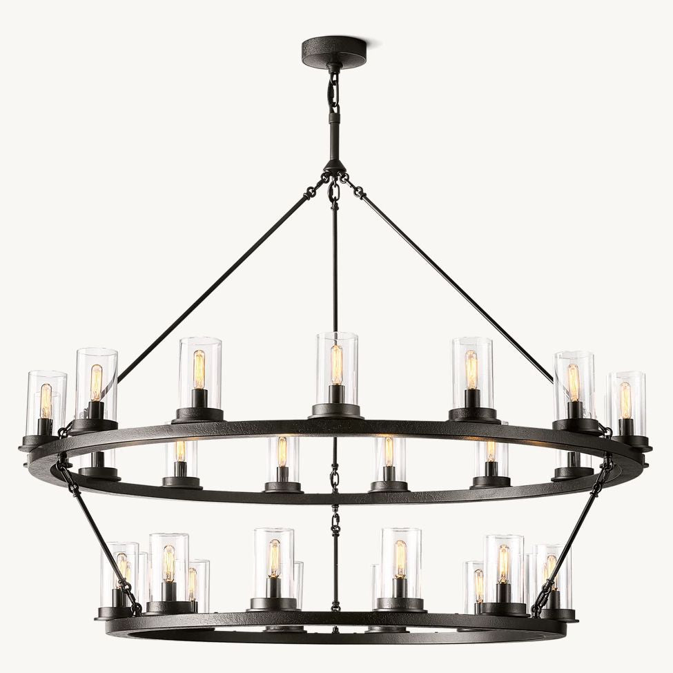 Ondra Flare Burnt Two-Tier Round Chandelier 48"