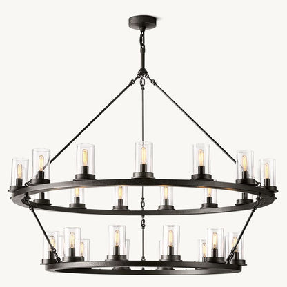 Ondra Flare Burnt Two-Tier Round Chandelier 48"