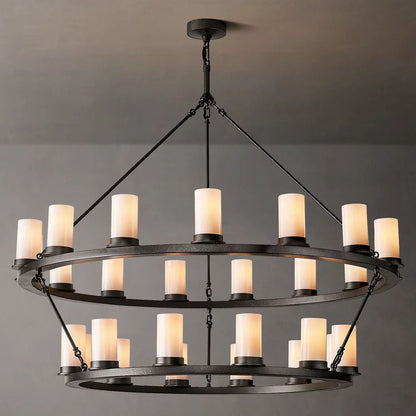 Ondra Flare Burnt Two-Tier Round Chandelier 48"