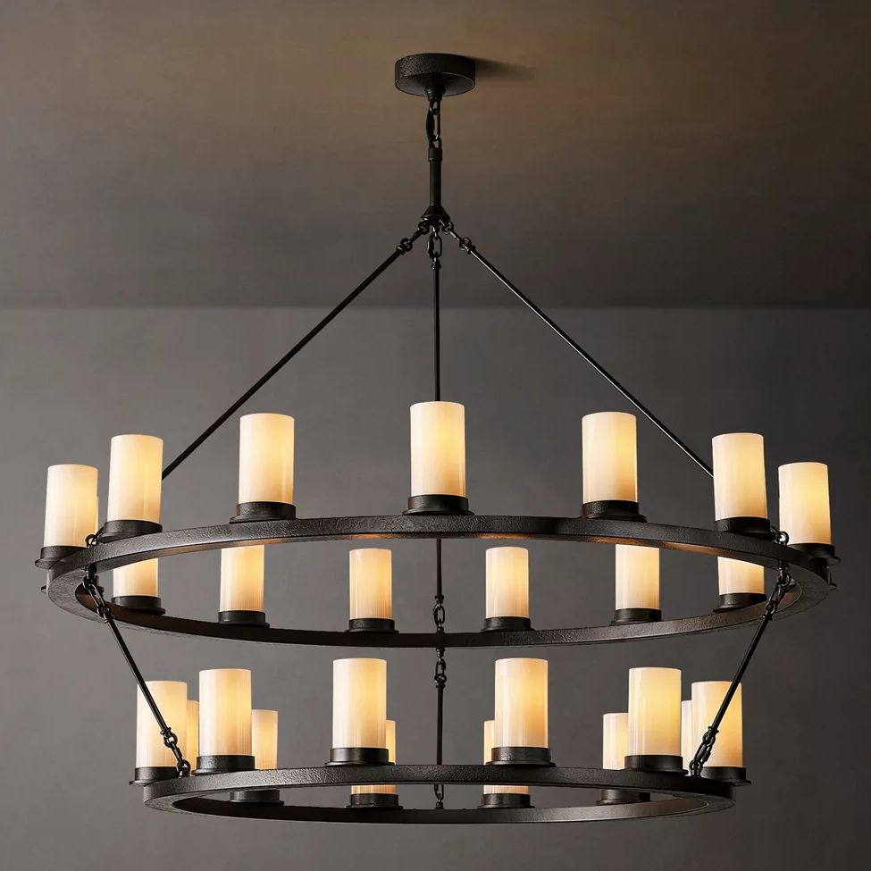 Ondra Flare Burnt Two-Tier Round Chandelier 48"