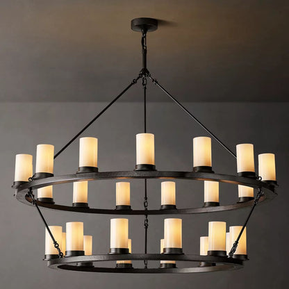 Ondra Flare Burnt Two-Tier Round Chandelier 48"