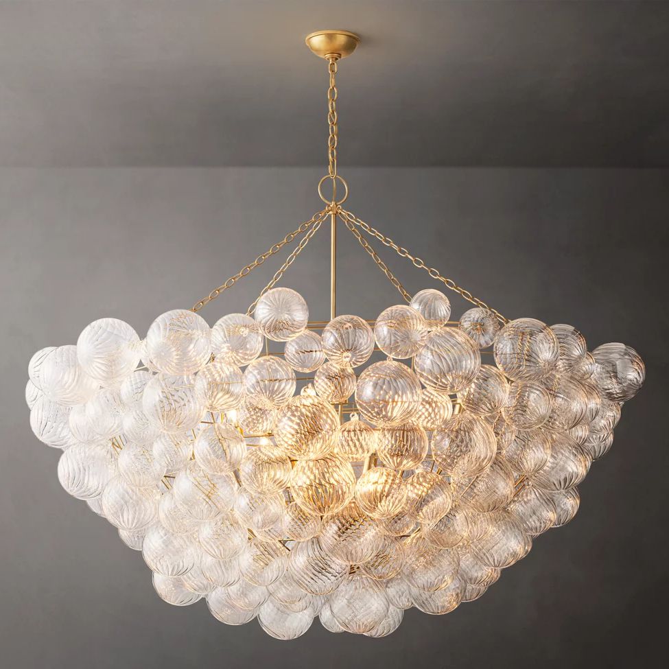 Dorian Swirled Glass Round Chandelier 66"