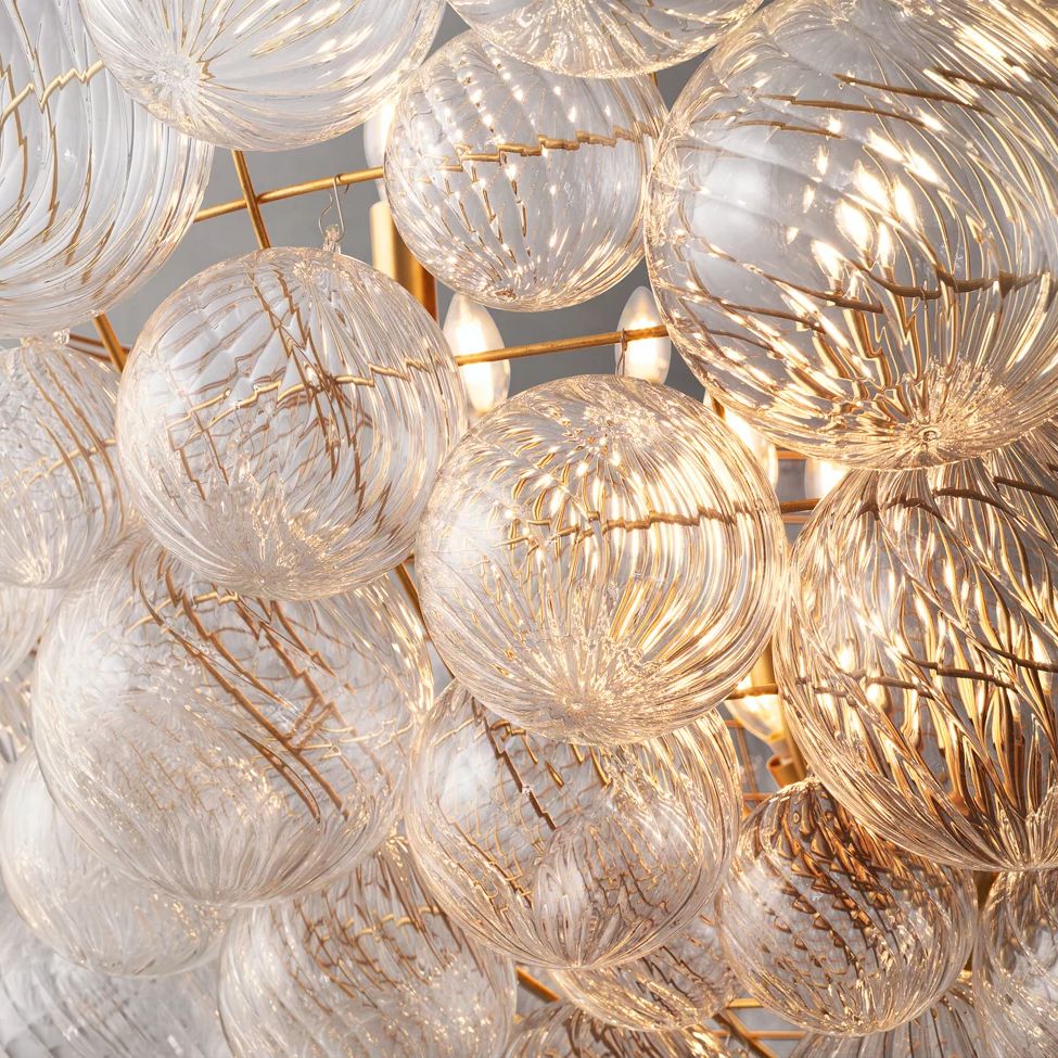 Dorian Swirled Glass Round Chandelier 66"