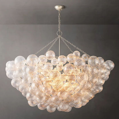 Dorian Swirled Glass Round Chandelier 66"