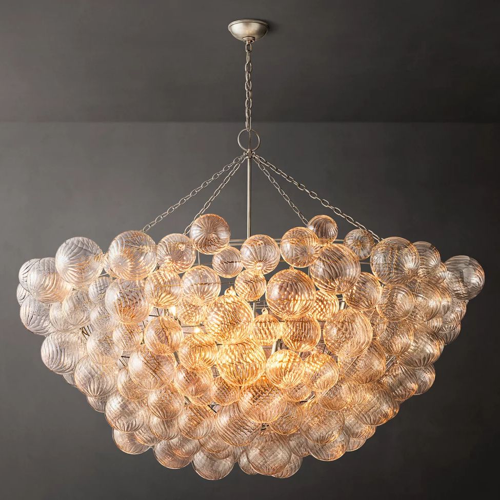 Dorian Swirled Glass Round Chandelier 66"