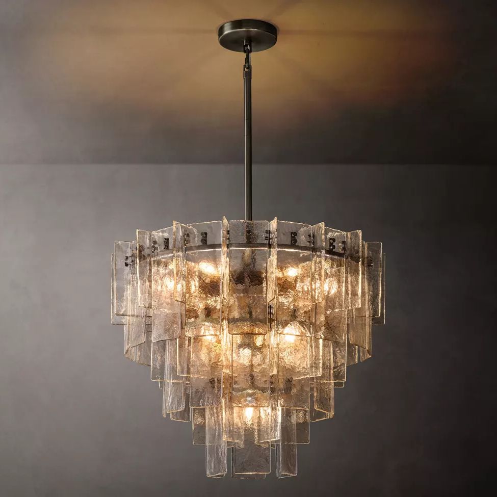 Lattice Module Glass Tiered Round Chandelier 36"