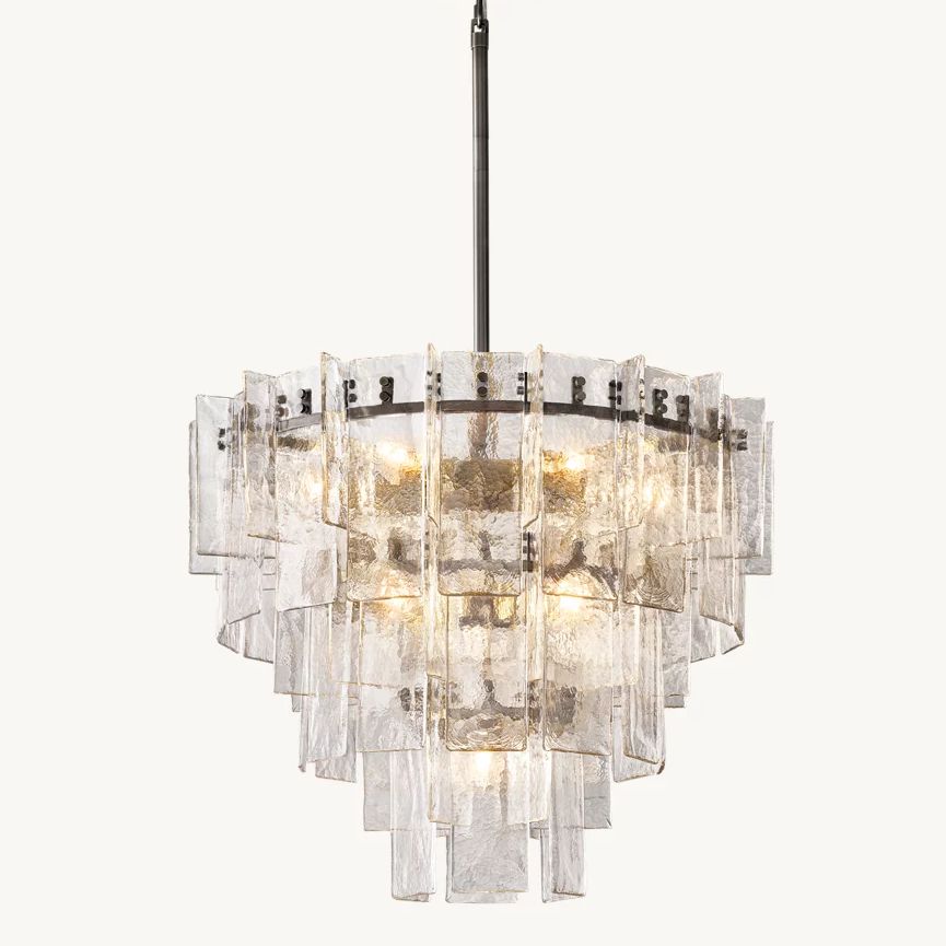 Lattice Module Glass Tiered Round Chandelier 36"