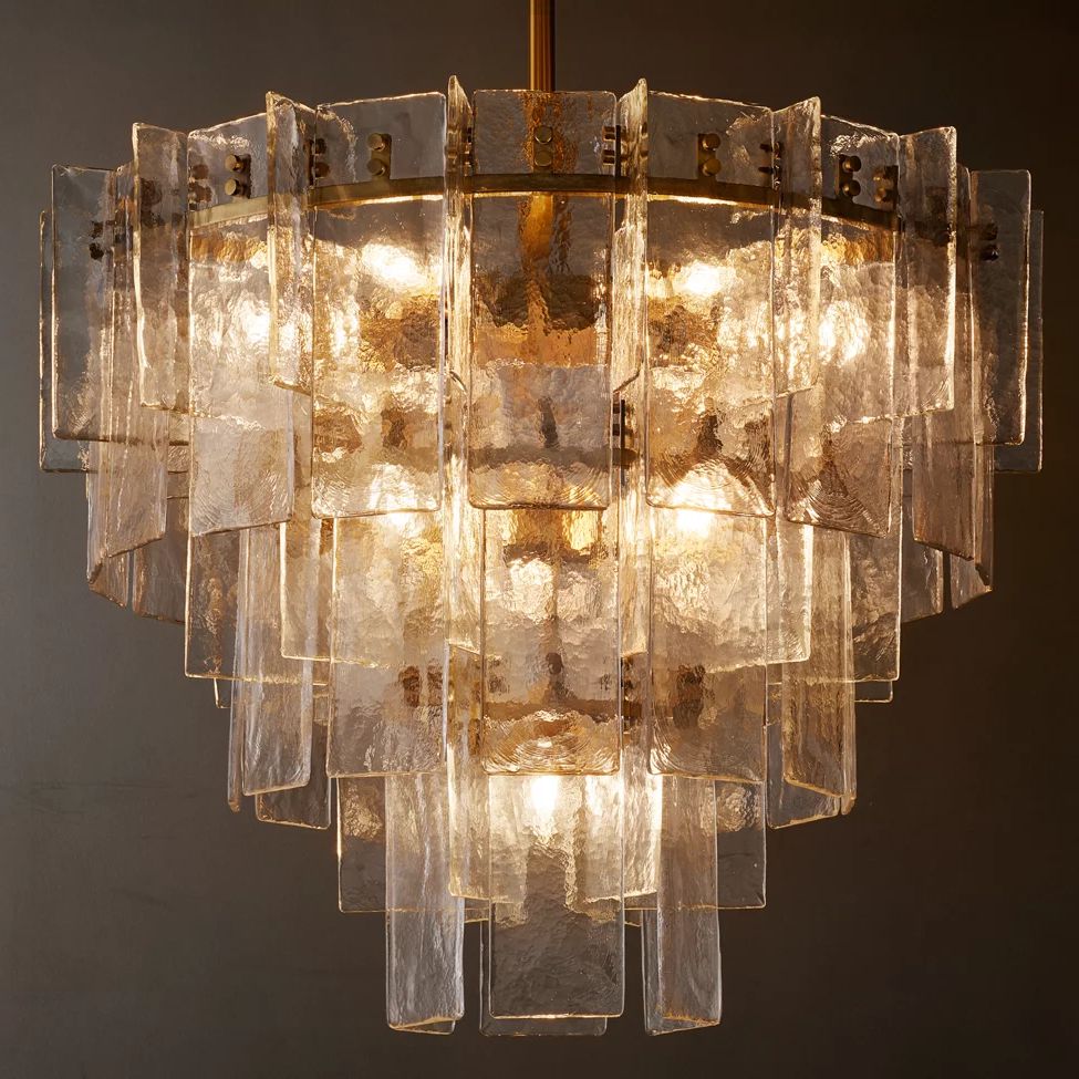 Lattice Module Glass Tiered Round Chandelier 36"