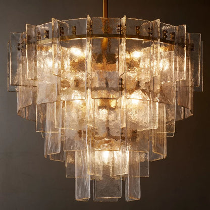 Lattice Module Glass Tiered Round Chandelier 36"