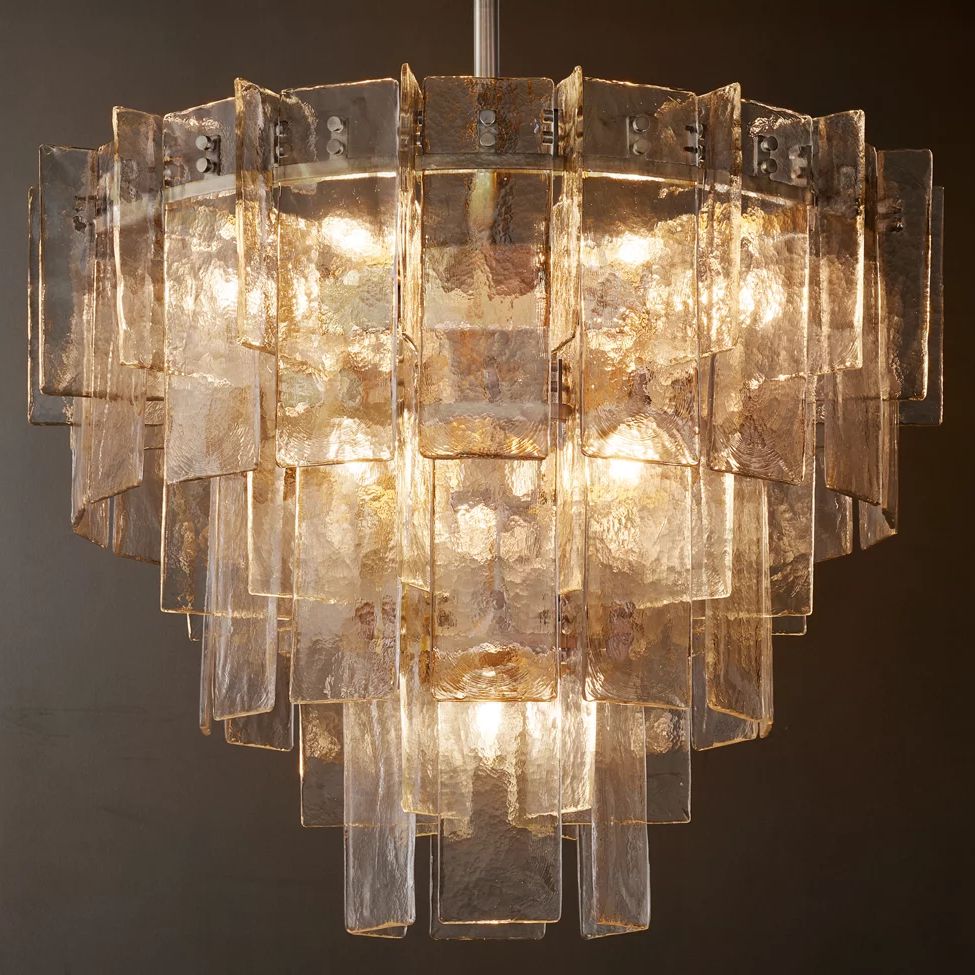 Lattice Module Glass Tiered Round Chandelier 36"