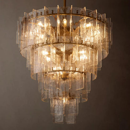 Lattice Module Glass Tiered Round Chandelier 47"