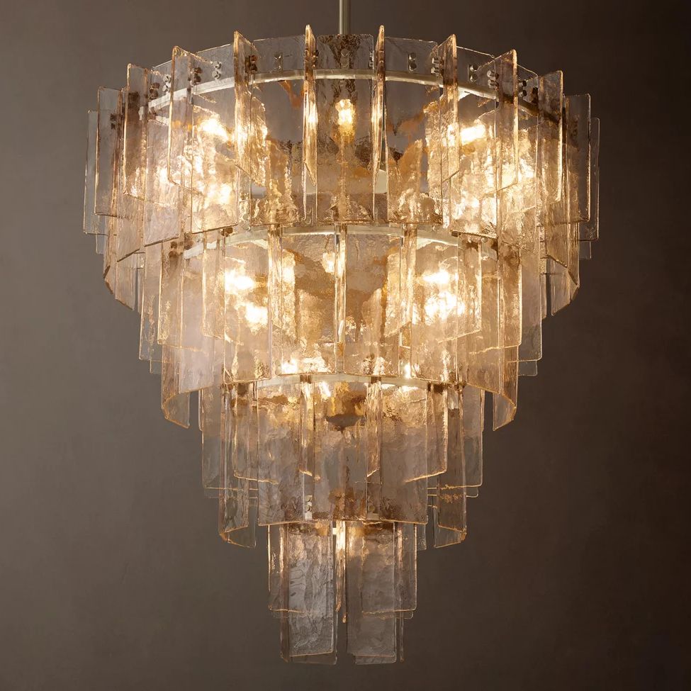 Lattice Module Glass Tiered Round Chandelier 47"