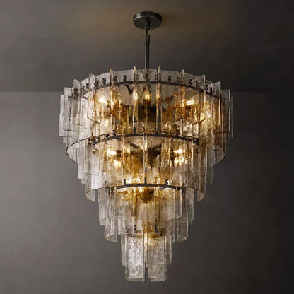 Lattice Module Glass Tiered Round Chandelier 47"
