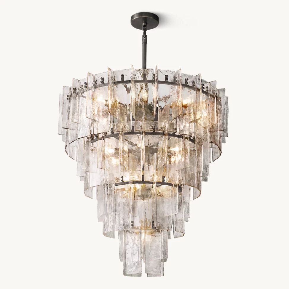 Lattice Module Glass Tiered Round Chandelier 47"